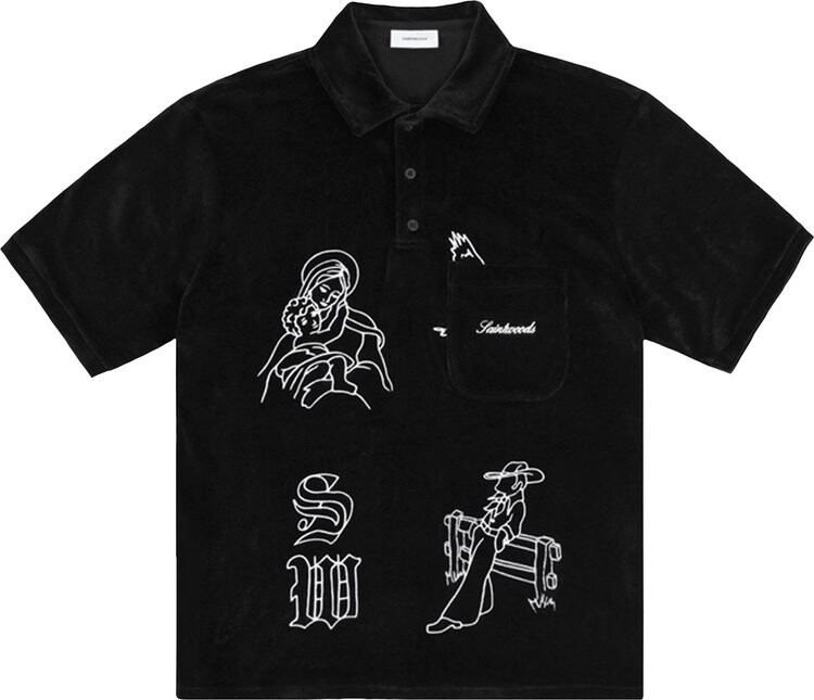 

Поло Saintwoods Velour Polo 'Black', черный