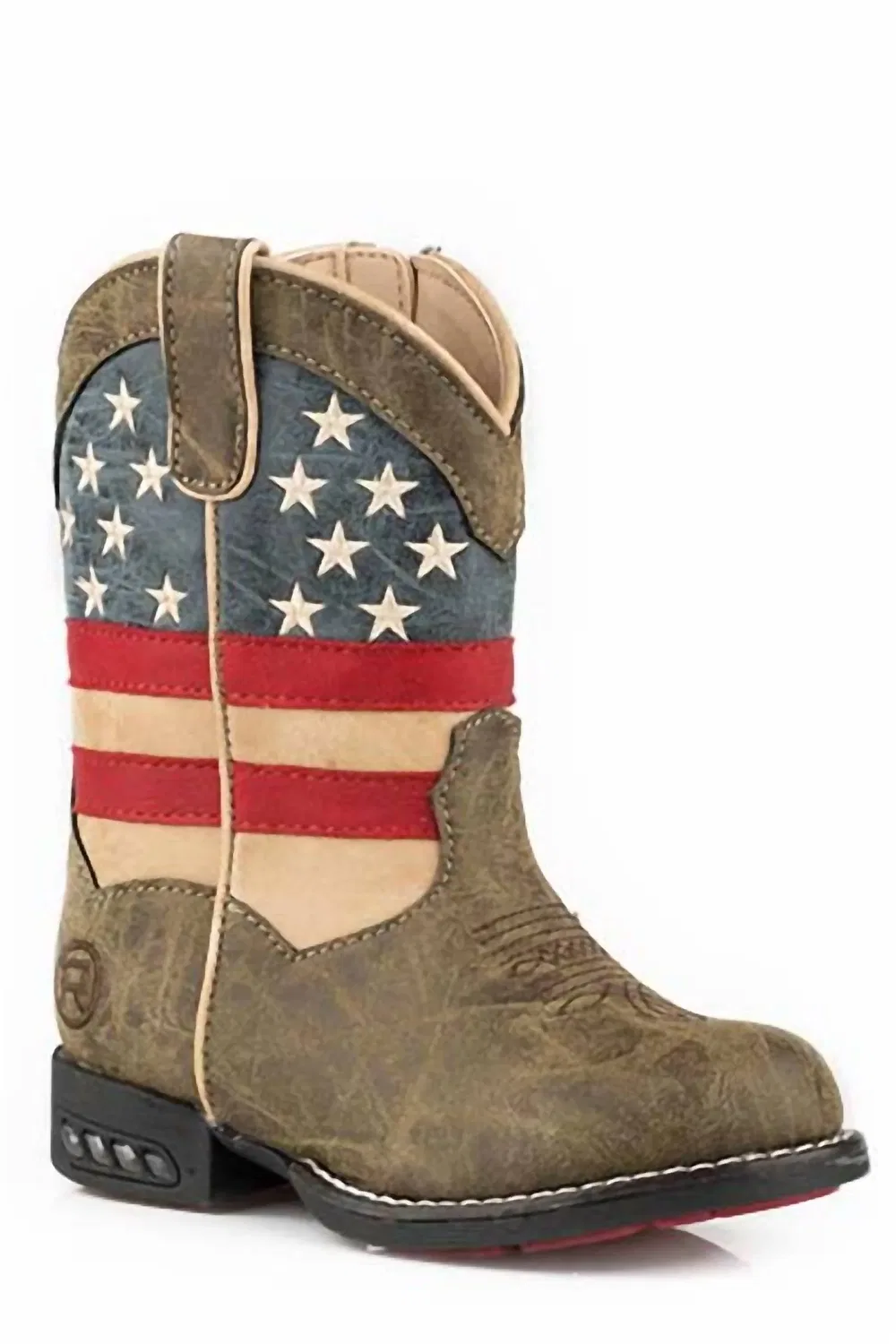 Детские ботинки для мальчиков с подсветкой на молнии Patriot Light Up Roper, Blue/Brown/Red — фото 3