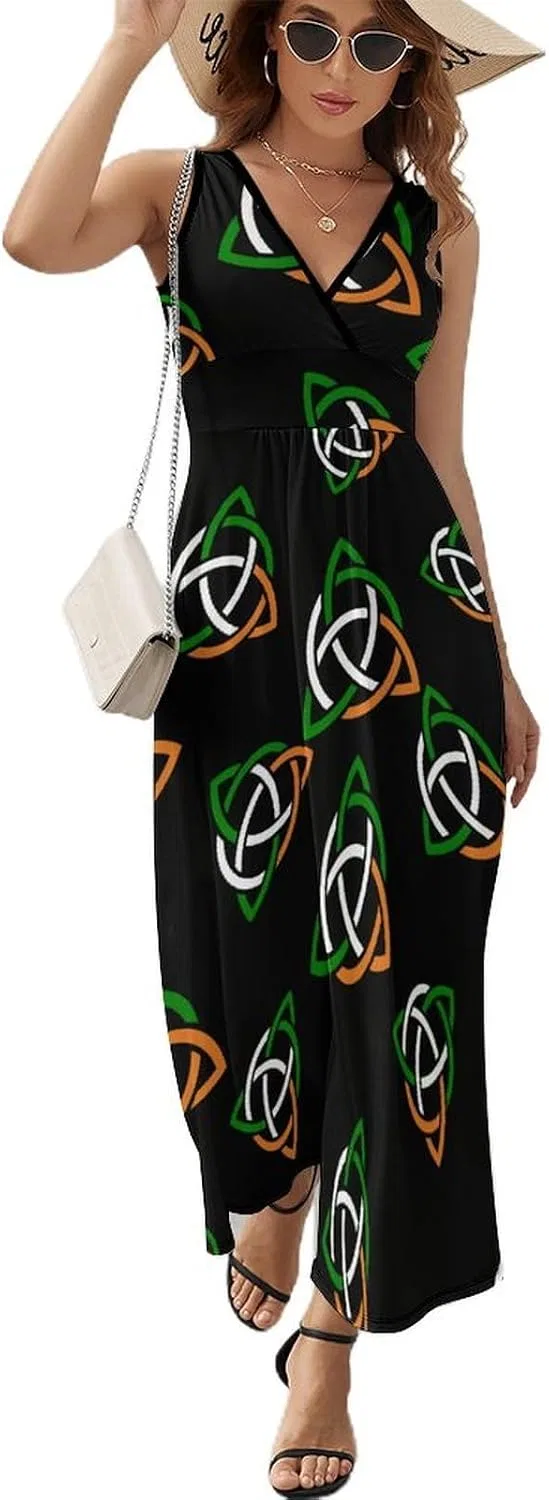 Женский сарафан макси с V-образным вырезом Celtic Trinity Knot, Style-25