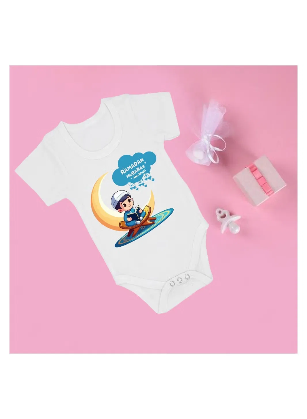 Боди-комбинезон с принтом My First Ramadan Abu Dhabi Printshop4Me, белый — фото 3