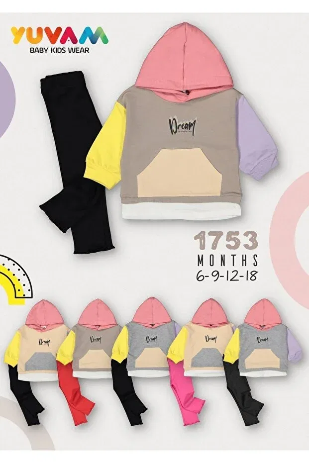 Детский комплект спортивного костюма для девочек с капюшоном Mcrkids, Black