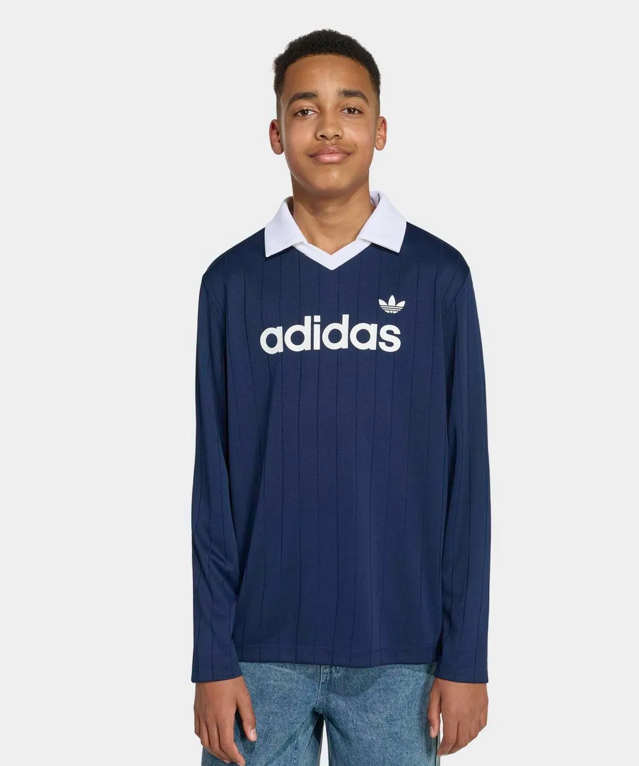 Детская футболка с длинным рукавомв полоску Adidas Originals, Синий — фото 3