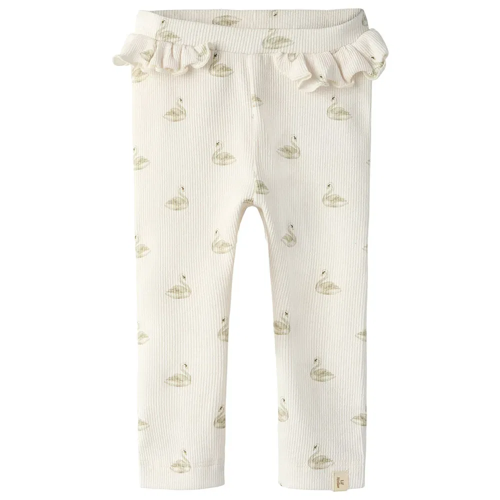 Детские леггинсы для девочек с принтом и рюшами Gavo Efi Slim Lil?Atelier Name it, Beige