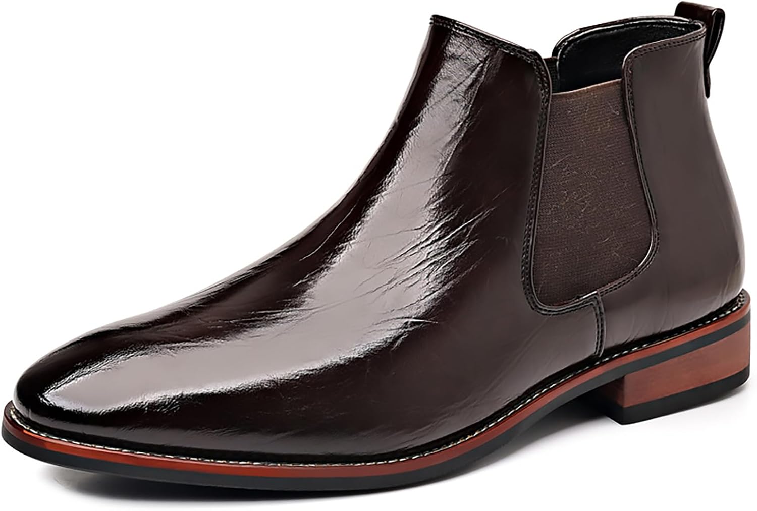 

Мужские кожаные ботинки Челси, осень 2025, винтажные британские, водонепроницаемые, противоскользящие, на эластичной подошве, деловые повседневные, легкие высокие ботинки на шнуровке, ботинки Чукка Bwseobg, темно-коричневый