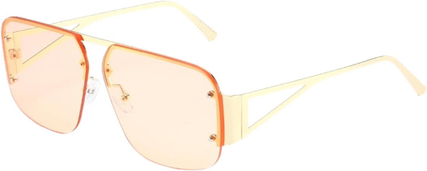 

Большие солнцезащитные очки для женщин, роскошные солнцезащитные очки в крупной металлической оправе, модные женские очки с градиентным переходом цвета, без оправы HHZZYVY, Gold Pink Yellow