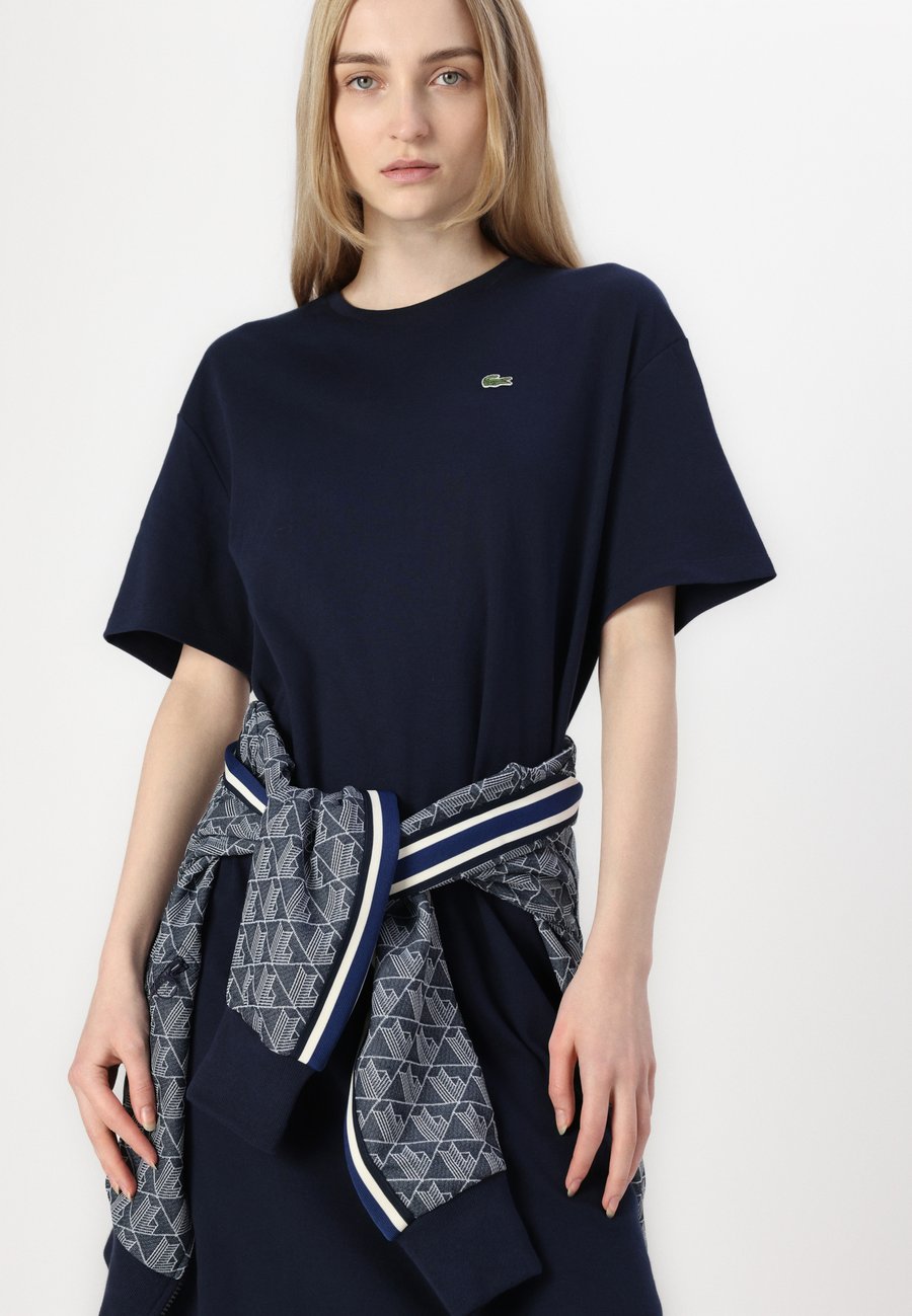 Платье Lacoste Jersey Dress, свободного кроя, синее — фото 4
