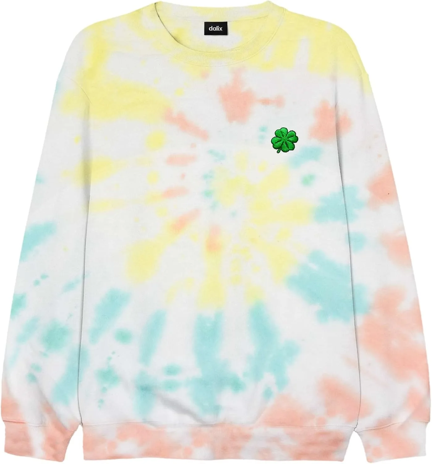 

DALIX вышитый клевер лонгслив тай-дай флисовая толстовка