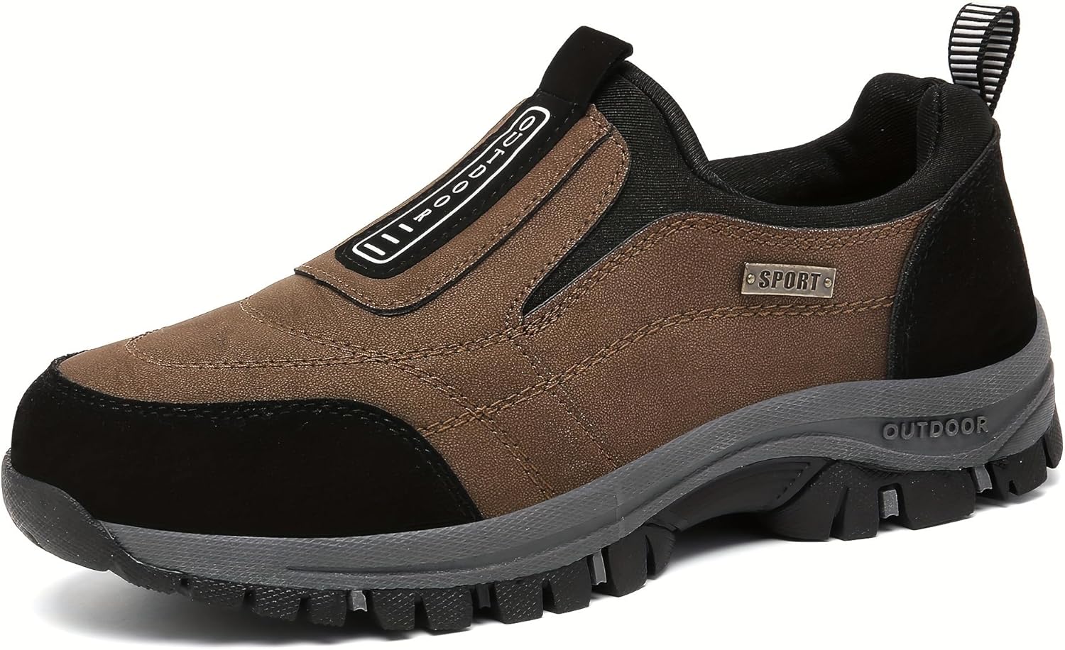 

Мужские лоферы с отделкой с полосками, удобные, с прочной противоскользящей подошвой, верх из ПУ, текстильная подкладка - подходит для всех сезонов, большой размер Clolinde, темно-коричневый