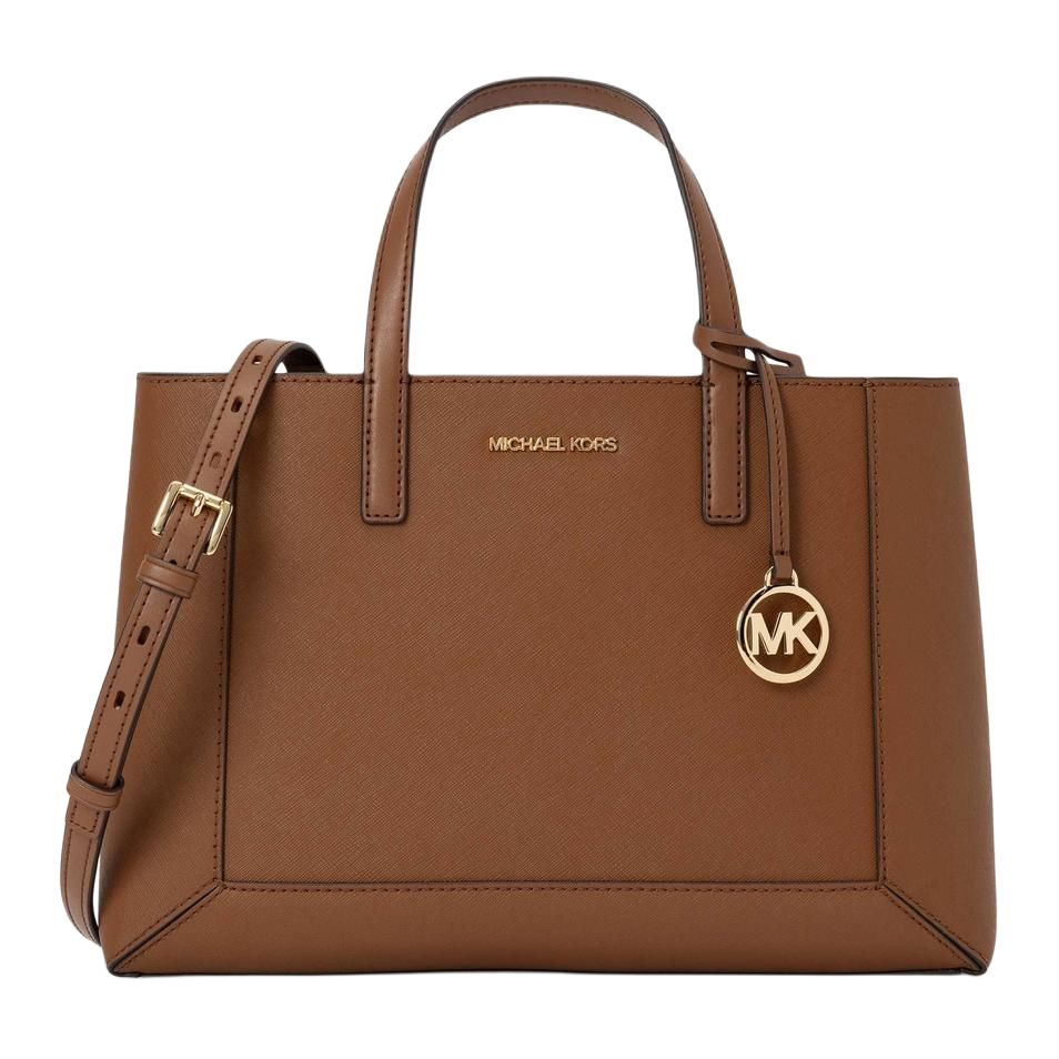 

Коричневая кожаная сумка через плечо среднего размера MICHAEL KORS