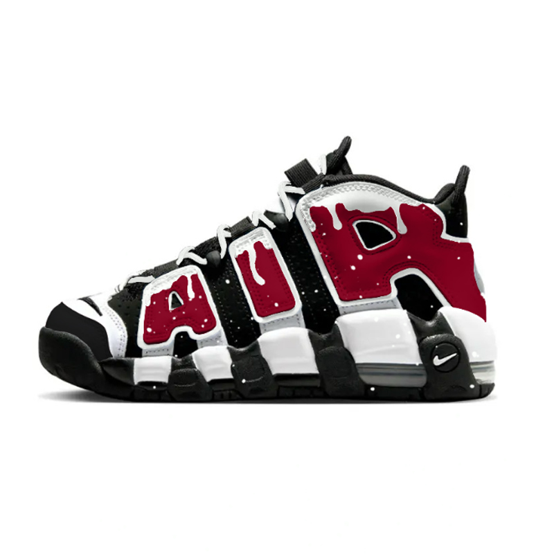 

Nike Air More Uptempo Xuechi, удобные и универсальные баскетбольные кроссовки с амортизацией, высокие, черно-красные, GS для подростков