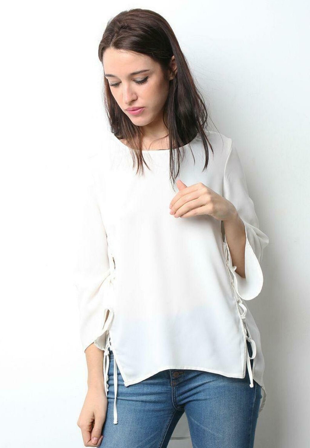 

Блузка LOVE & MONEY с круглым вырезом, белый