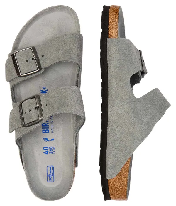Тапочки из кожи Аризона с рычагами sfb Narrow fit Birkenstock, серый — фото 4