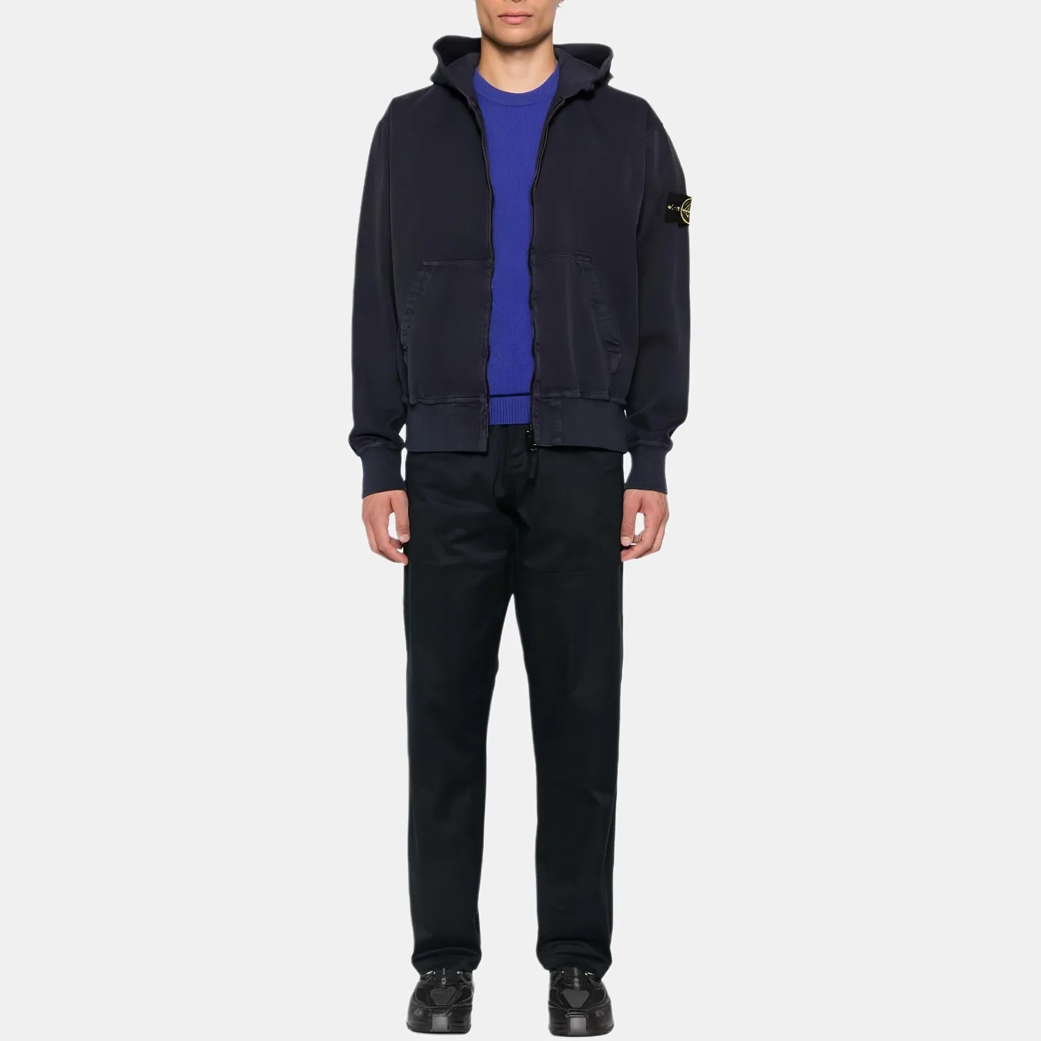 Толстовка с капюшоном на молнии Oversized Fit STONE ISLAND, Blue — фото 2
