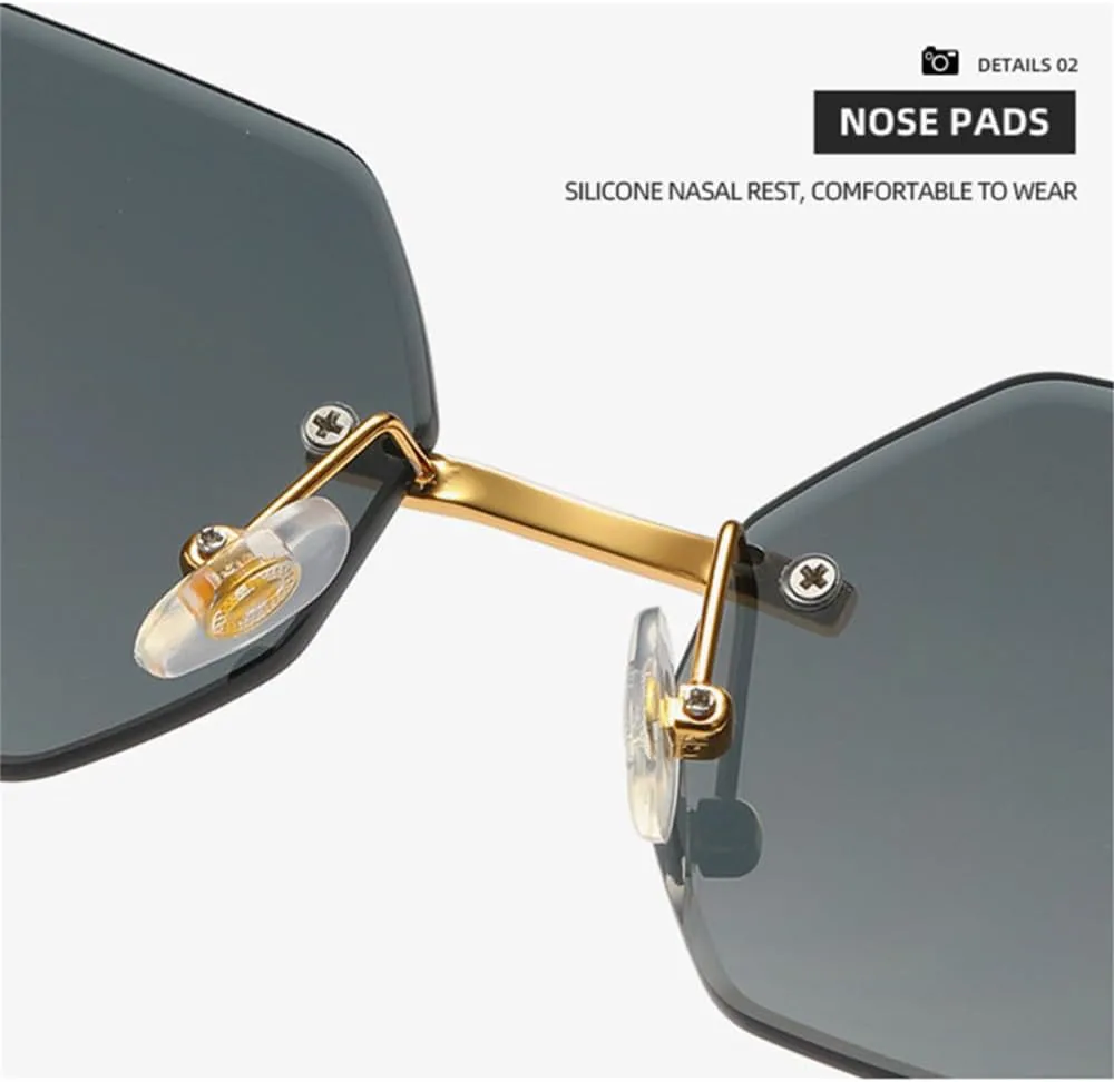 

Солнцезащитные очки без оправы в форме шестиугольника для женщин, в стиле ретро, ​​мужские солнцезащитные очки, очки с защитой от УФ-излучения UV400 generic, Grey