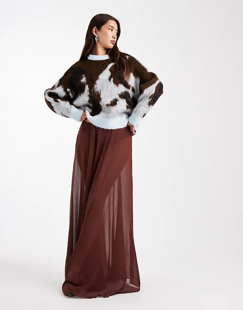 

Юбка макси из шифона ASOS DESIGN шоколадного цвета