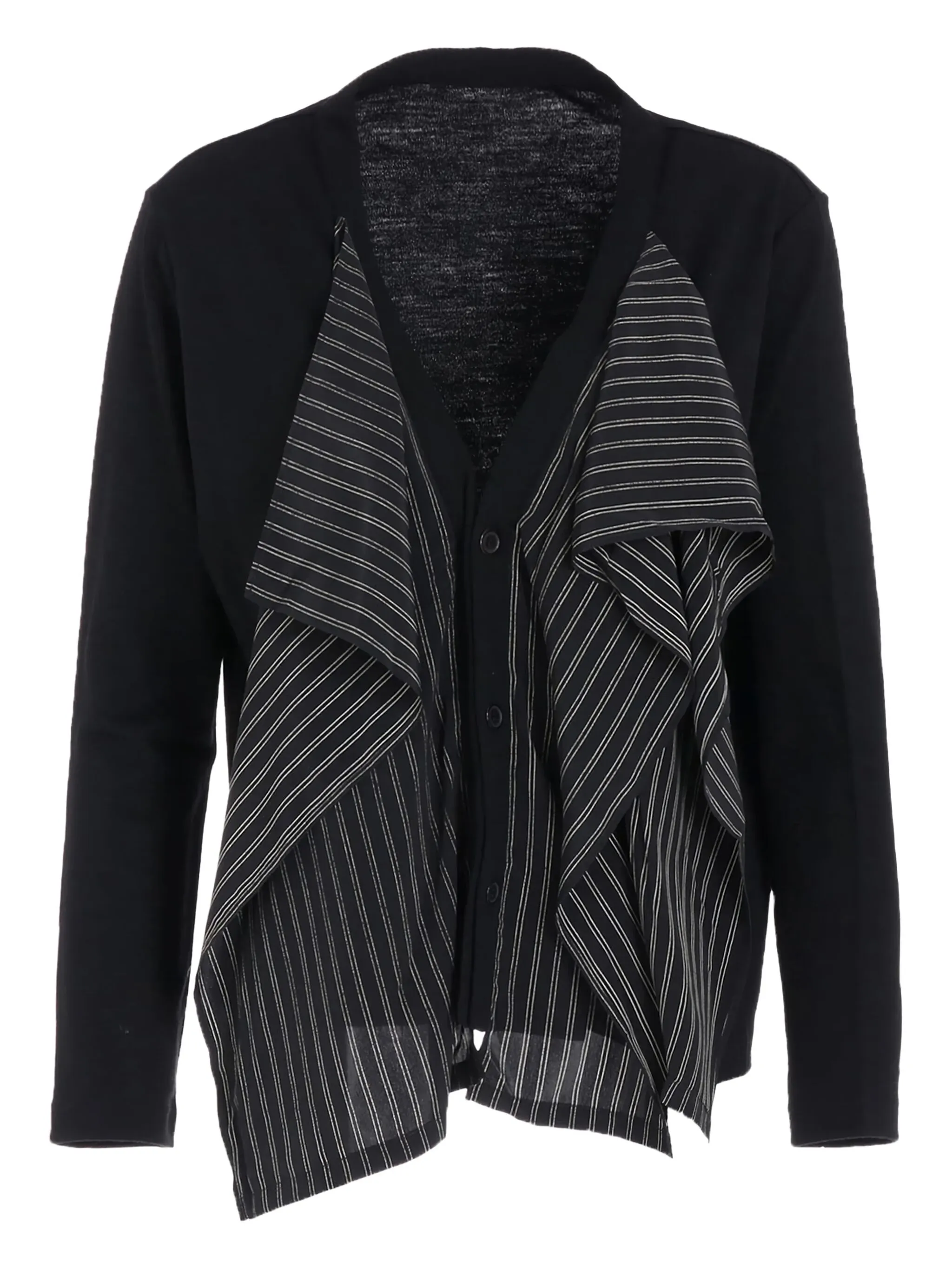 

Полосатый кардиган с V-образным вырезом Y'S, черный