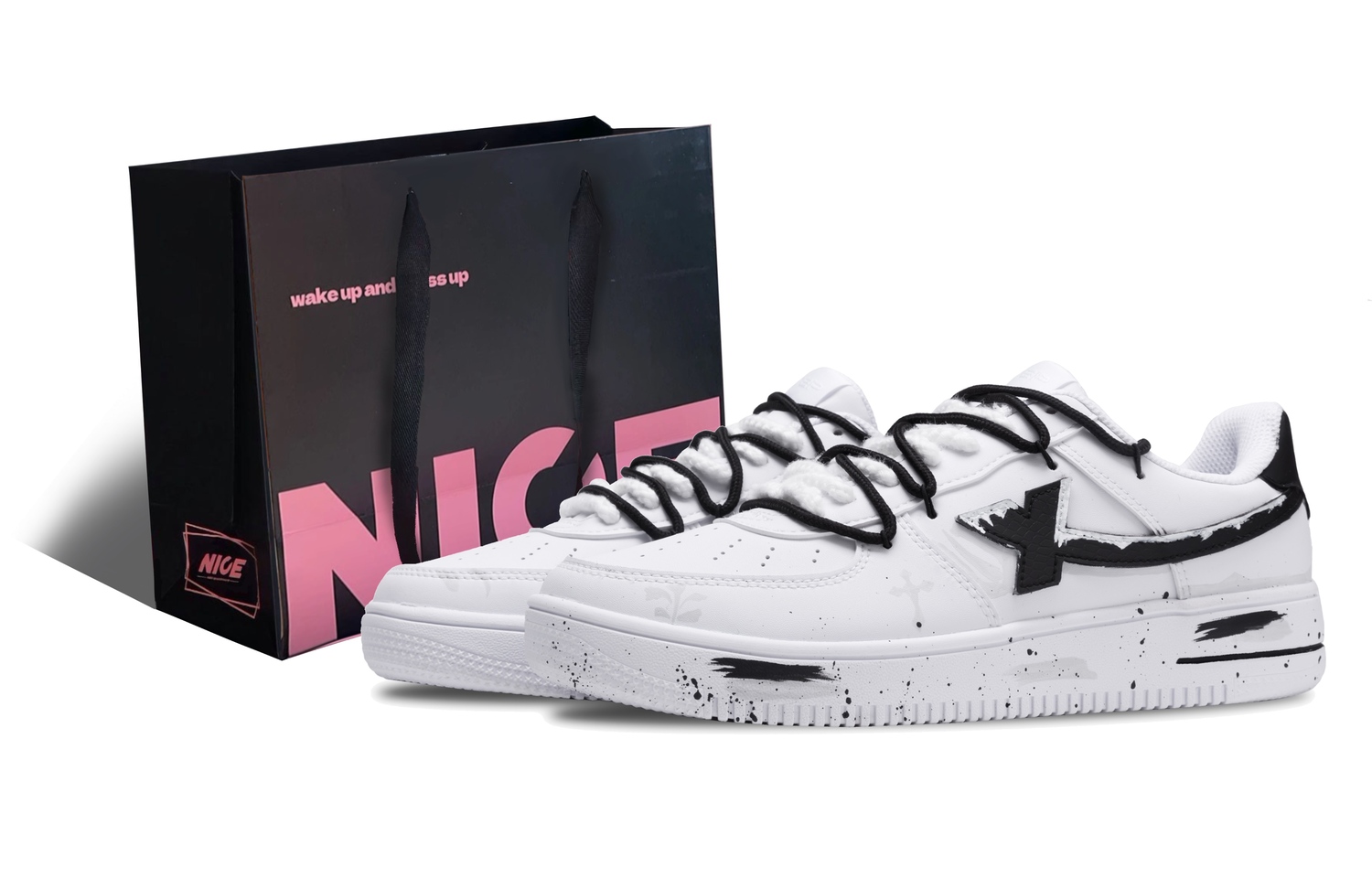 

XTEP Air Force One устойчивые к истиранию нескользящие низкие кроссовки для скейтбординга мужские black white