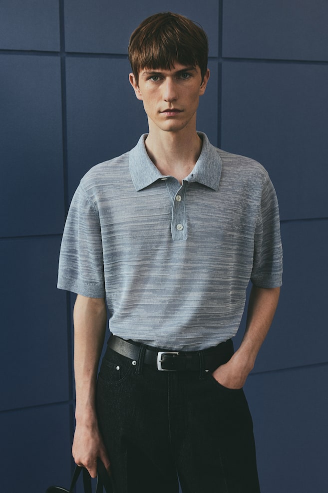 

Рубашка-Поло из тонкой вязки, стандартного кроя H&M, серый