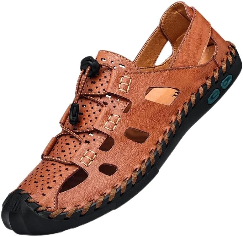 

Мужские кожаные сандалии Mecolop, комфортные летние водонепроницаемые сандалии для походов и спорта, коричневый