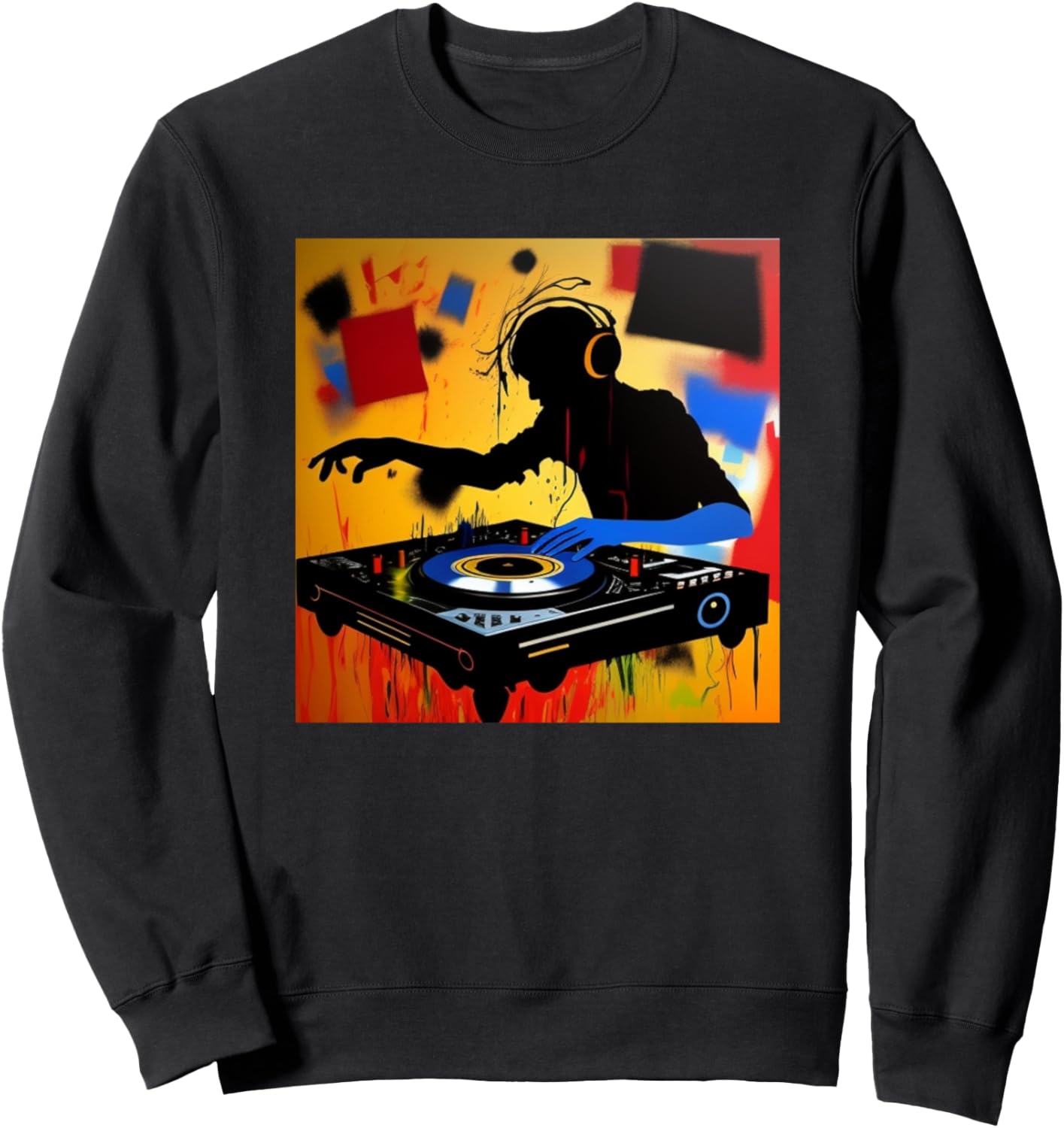 

Толстовка с изображением диджея Ди Джоки и красочного проигрывателя виниловых пластинок Dj - Turntable Discjockey Men Women Kids Boys Gift, черный