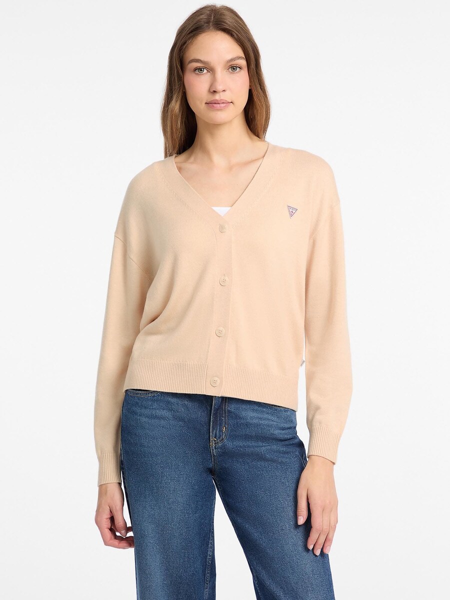 

Вязаный кардиган GUESS JEANS, бежевый