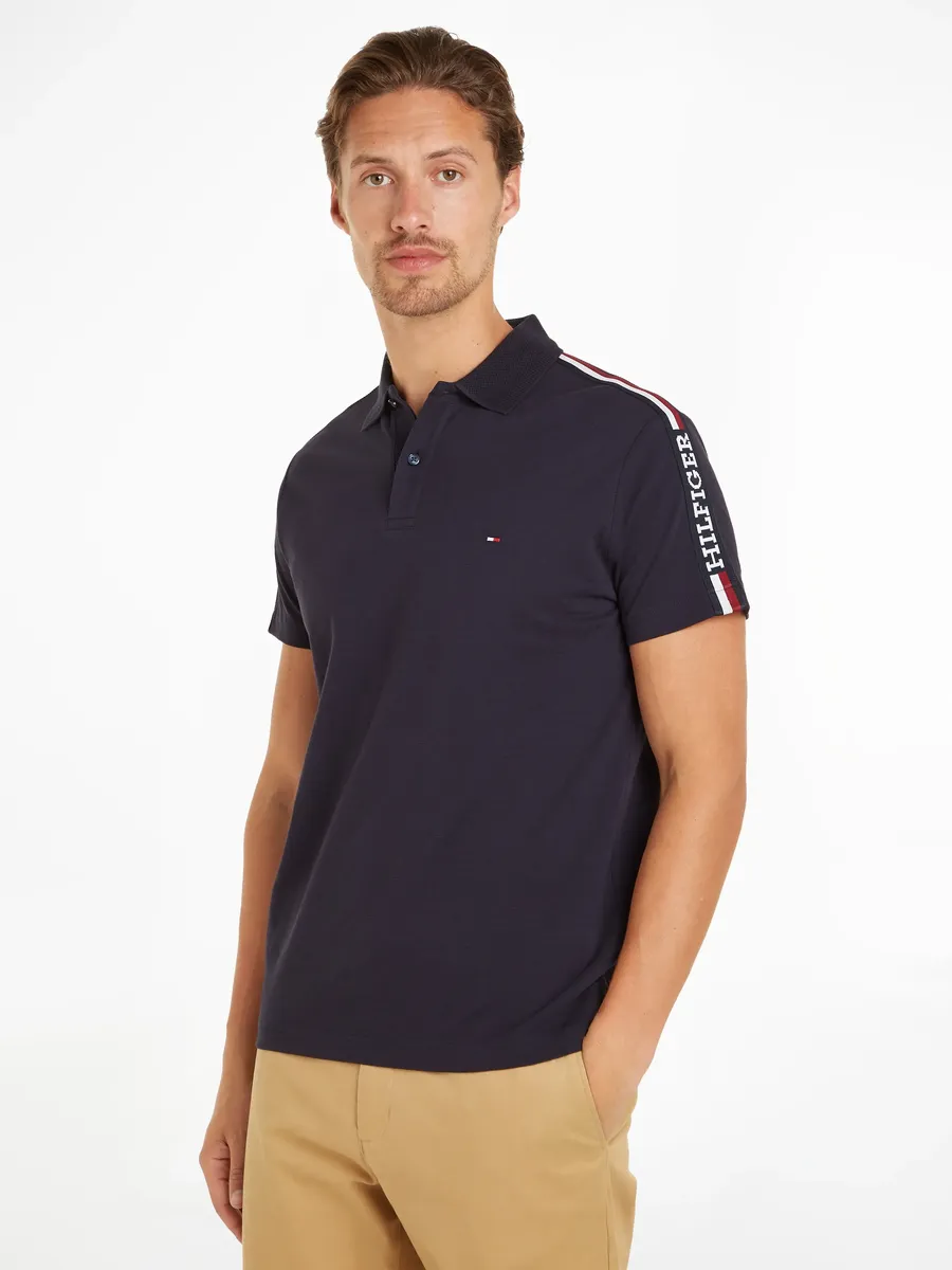 

Рубашка-поло Tommy Hilfiger "GLOBAL STRIPE MONOTYPE REG POLO", с вышитым логотипом, цвет Desert Sky