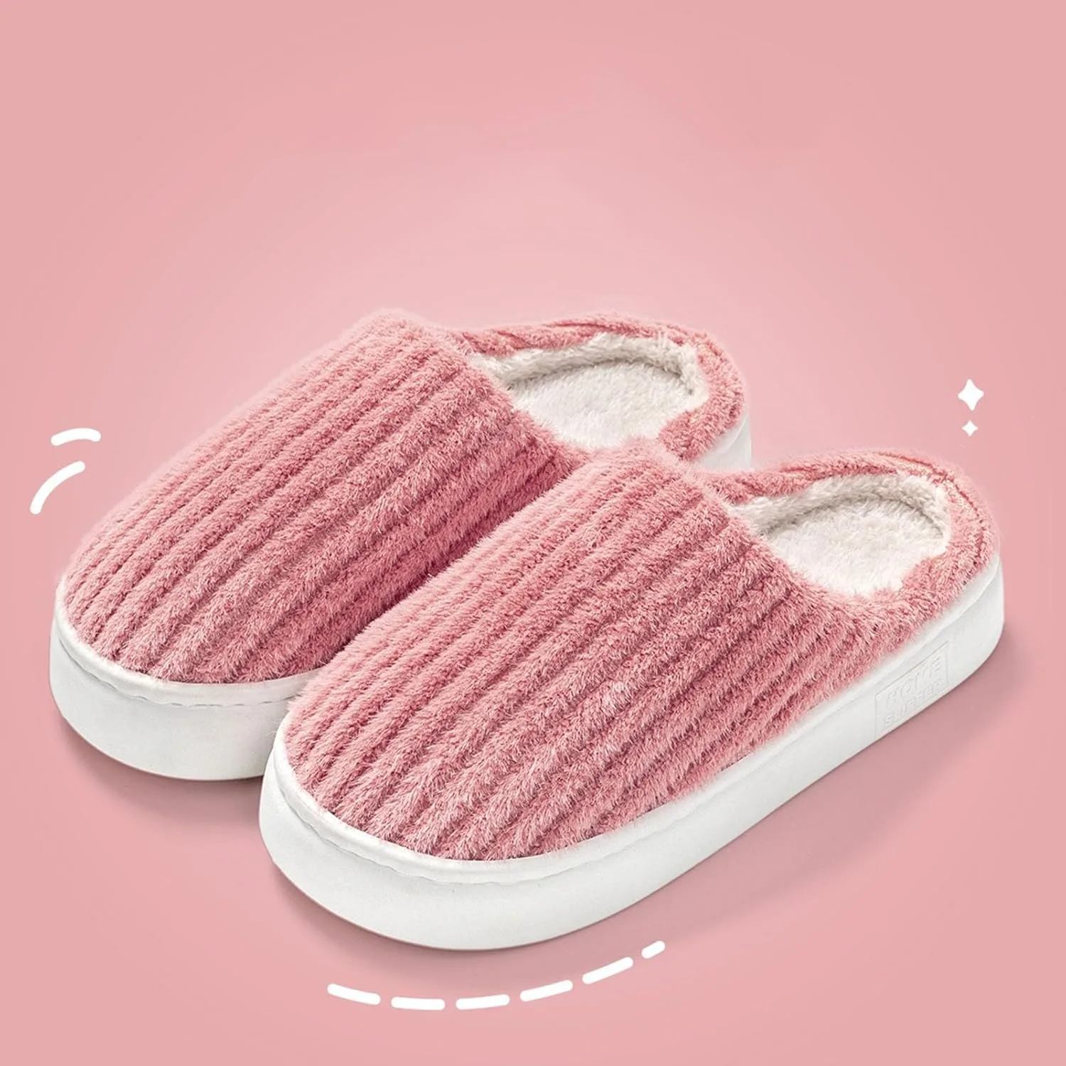 Мужские тапочки из хлопка Generic, теплые тапочки из хлопка на основе, мягкие милые тапочки, модные тапочки, повседневные тапочки, домашние тапочки унисекс, мягкая подошва, домашние тапочки Generisch, красный — фото 2