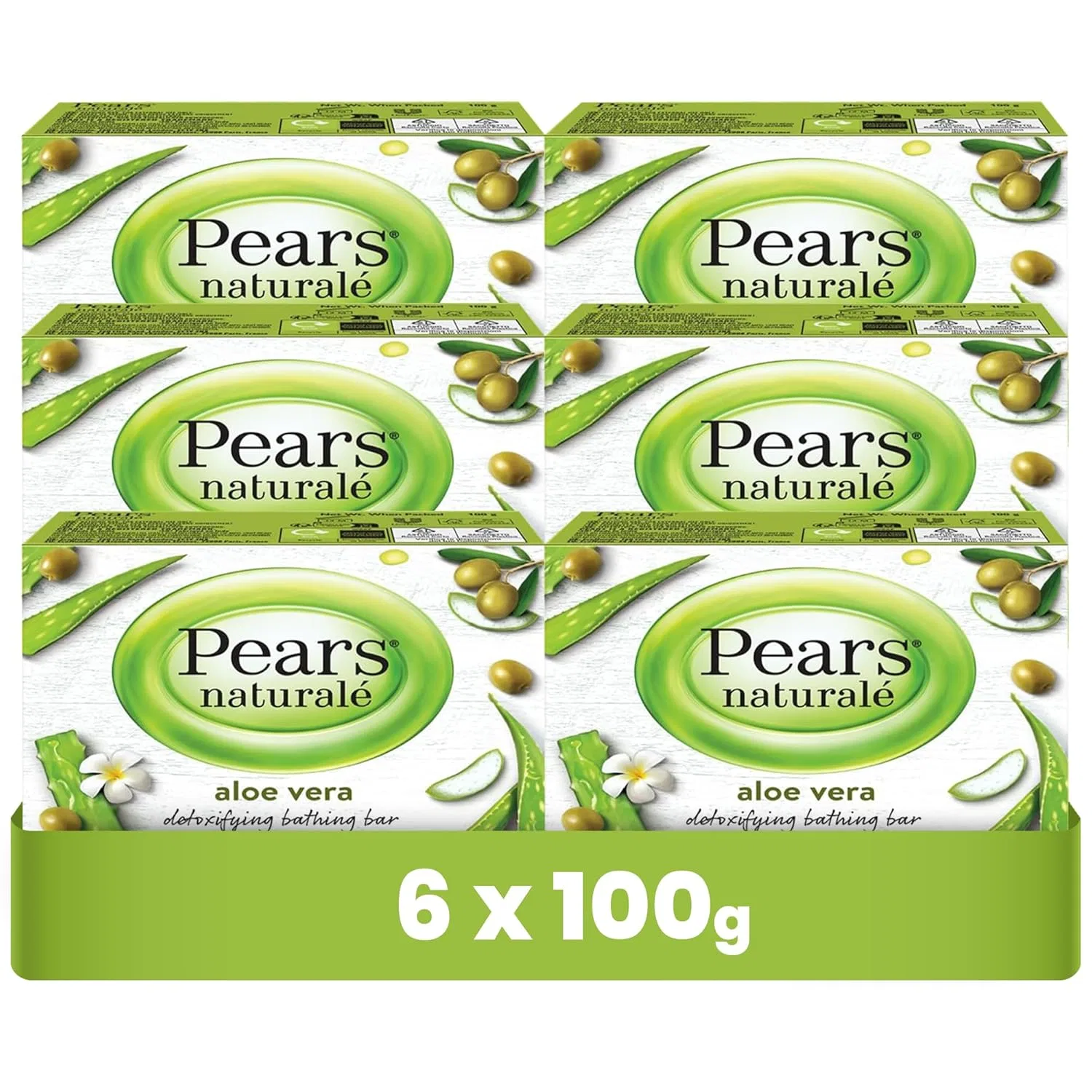Твердое мыло с алоэ вера и глицерином PEARS, набор 6x100 г