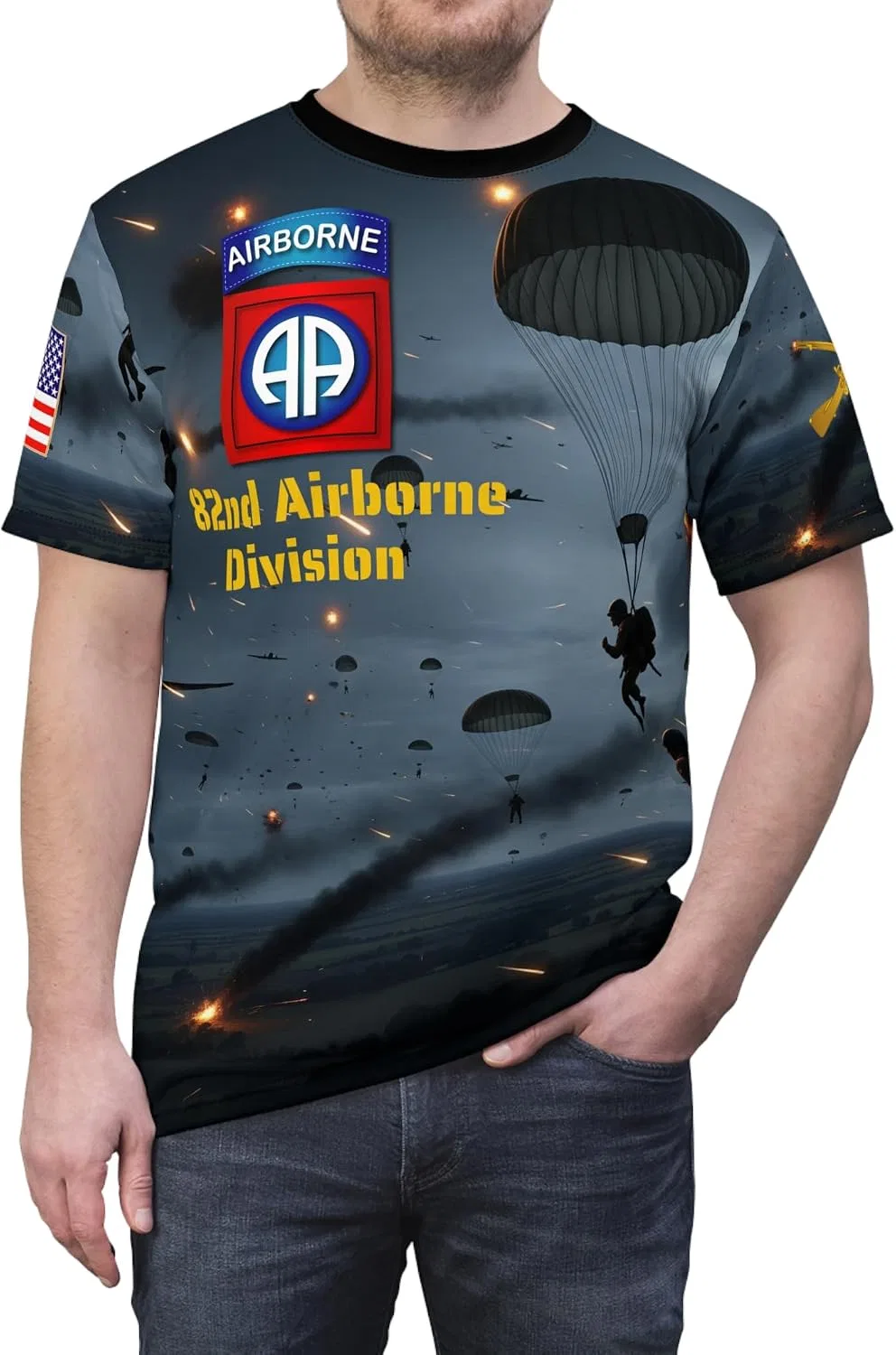 Женская футболка с дизайном 82nd Airborne Division, Black Stitching — фото 3