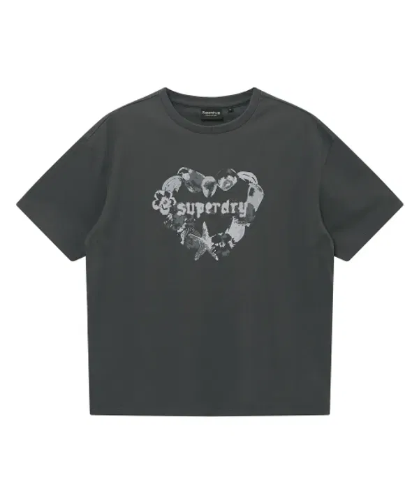 Футболка с принтом сердца, Superdry, Charcoal — фото 2