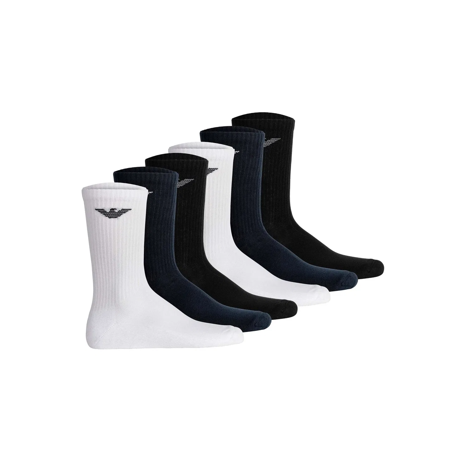 Мужские короткие носки спортивные 6 пар Emporio Armani, White/Black/Blue