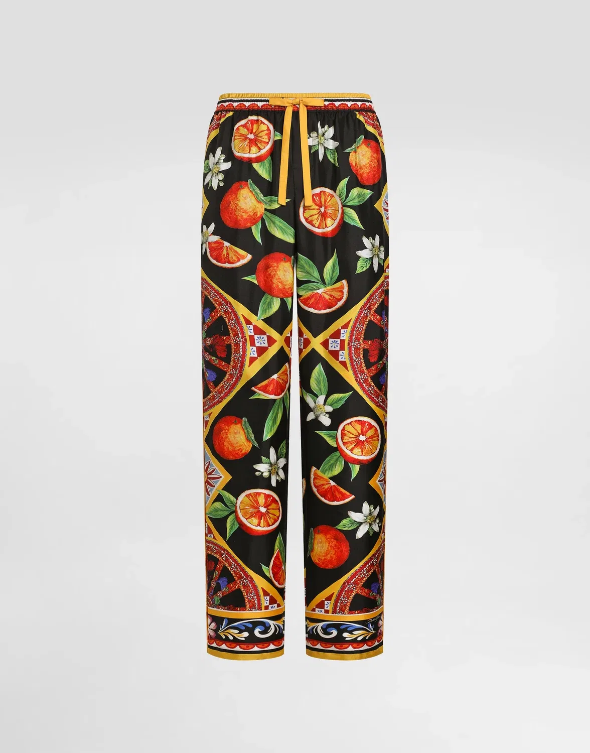 Штани Carretto-print vanity з шовкового твілу Dolce & Gabbana, бежевый