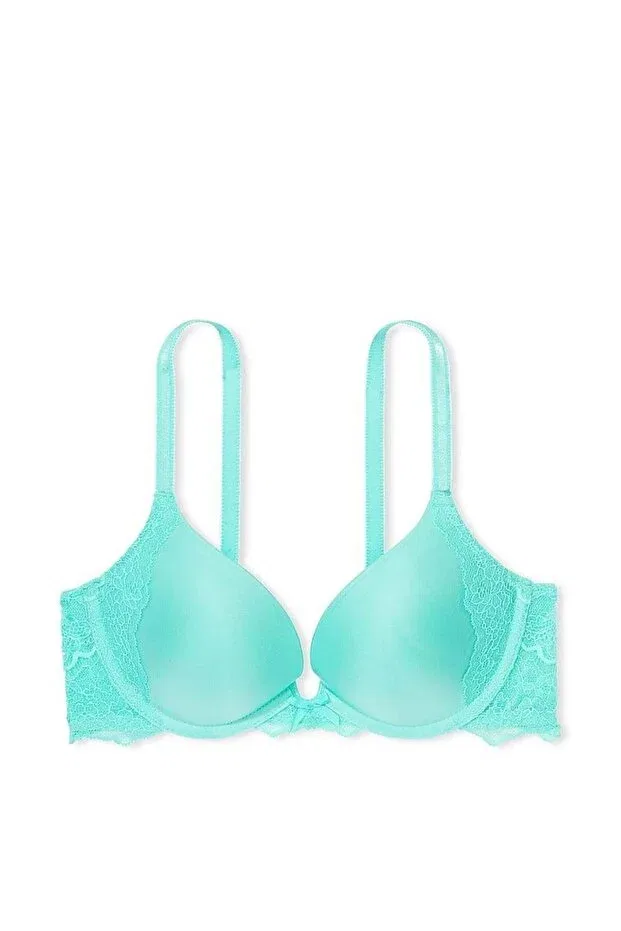 Женский бюстгальтер кружевной Smooth Lace Push-Up Bra Victoria'S Secret, Cyan — фото 2