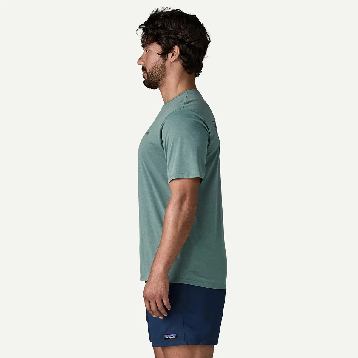 Мужская футболка с коротким рукавом с принтом Capilene Cool Boardshort Logo Daily Shirt Patagonia, Blue Sage/Light Blue Sage X-Dye — фото 2