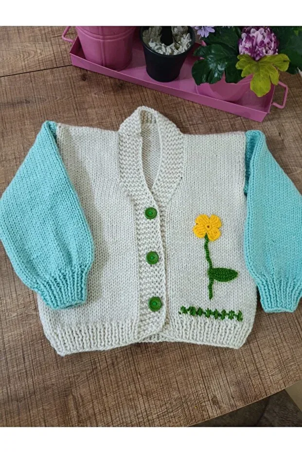 Детский кардиган ручной вязки Hand knitted children's cardigan El Örgüsü Cici Bebe, Baby Food Cream
