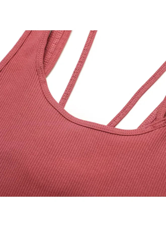 Майка спортивная без рукавов с открытой спиной Zara, темно-бордовый — фото 4