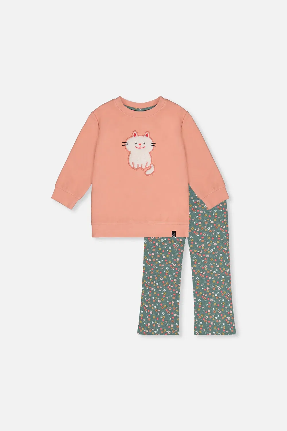 Детский комплект туники и леггинсов с длинным рукавом Deux par Deux, Pale Pink and Green Floral Print