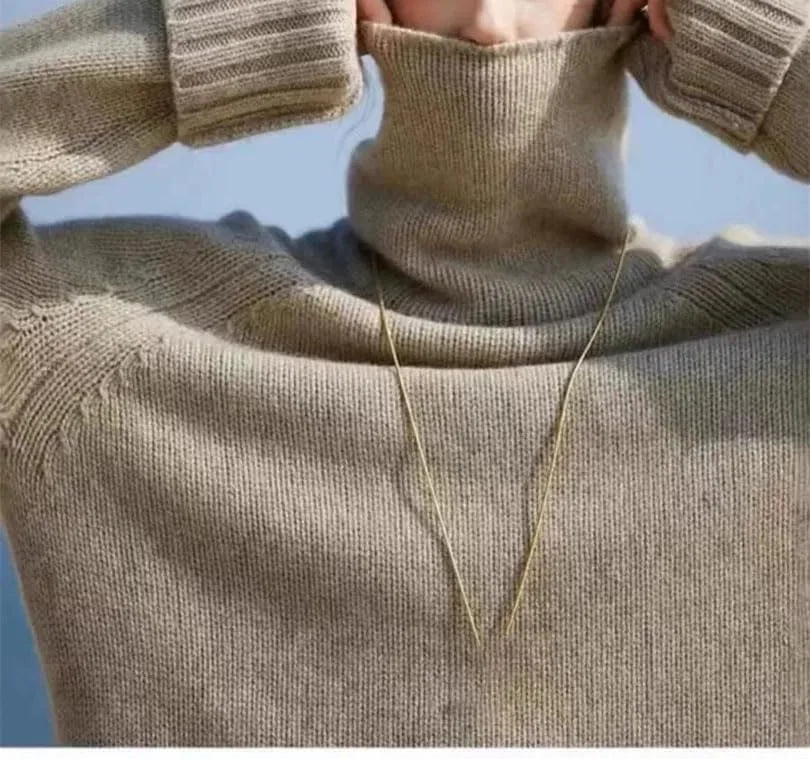 Женский свитер с высоким воротником, модель Pullover, чёрный — фото 4