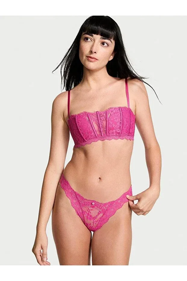 Женский бюстгальтер с кружевом без бретелек Victoria'S Secret, Sweet Rose — фото 4