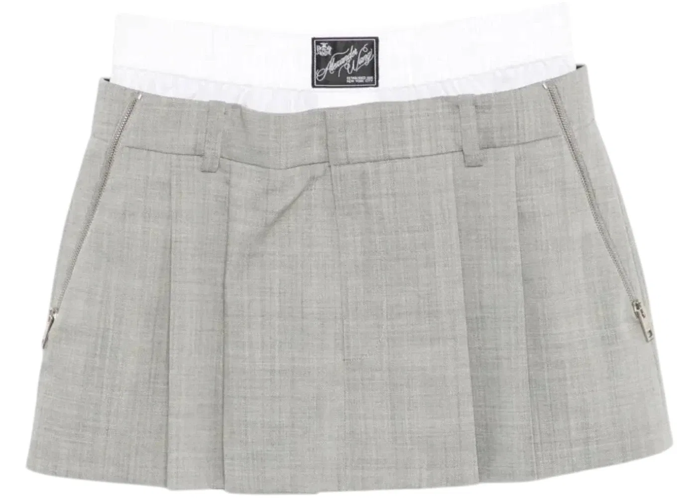 Женская юбка-шорты с застежкой-молнией и складками Alexander Wang, Light Heather Grey