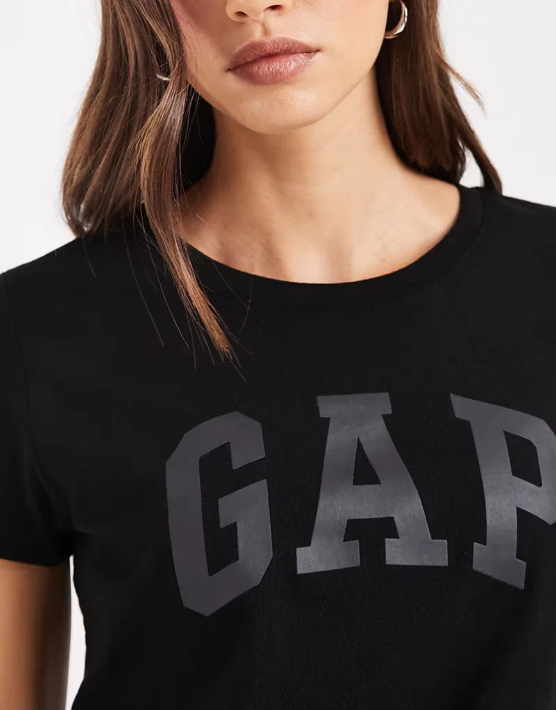Футболка GAP с логотипом на каждый день, выцветшего, черный — фото 3