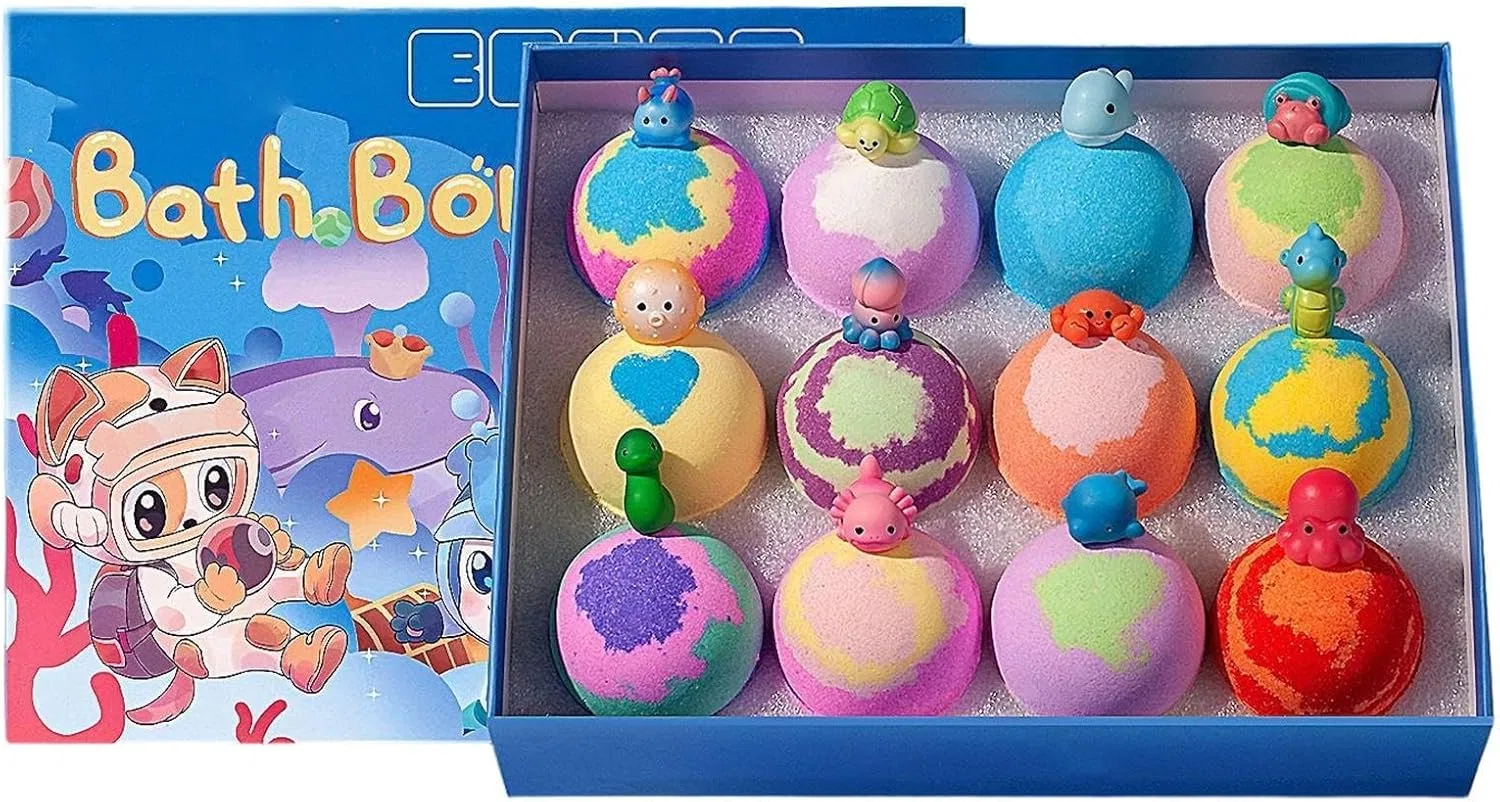 Generic Бомбочки для ванны с игрушкой, 12 шт, фруктовый аромат
