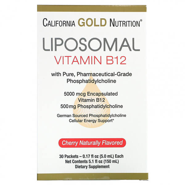 

Липосомальный витамин B12 California Gold Nutrition 5 мл, 30 пакетиков