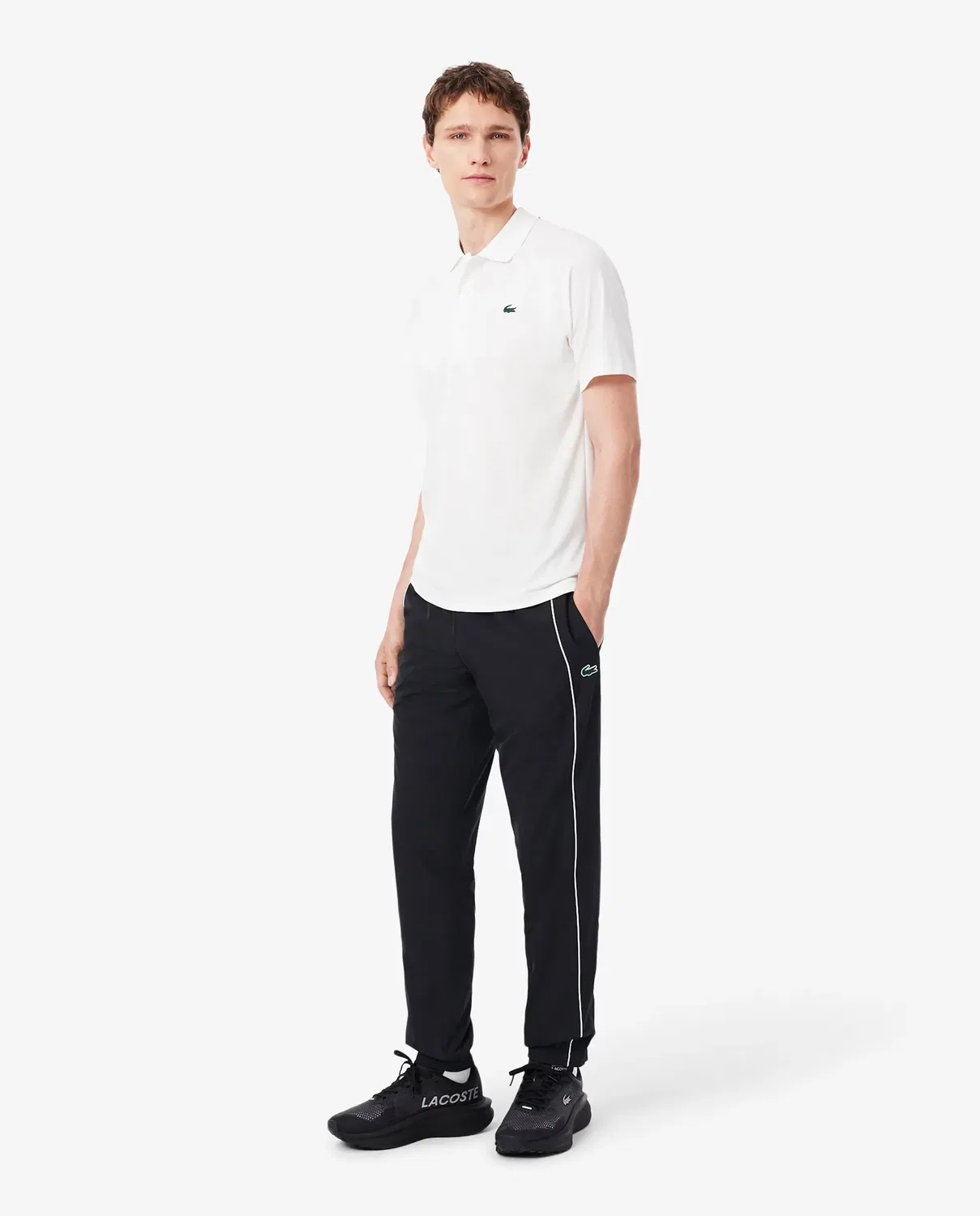 Спортивные брюки Lacoste мужские водоотталкивающие, прямой крой, Blanco