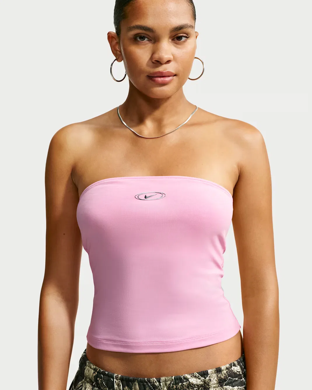 Женский обтягивающий топ-бандо Nike Sportswear, Pink Rise/Metallic Silver