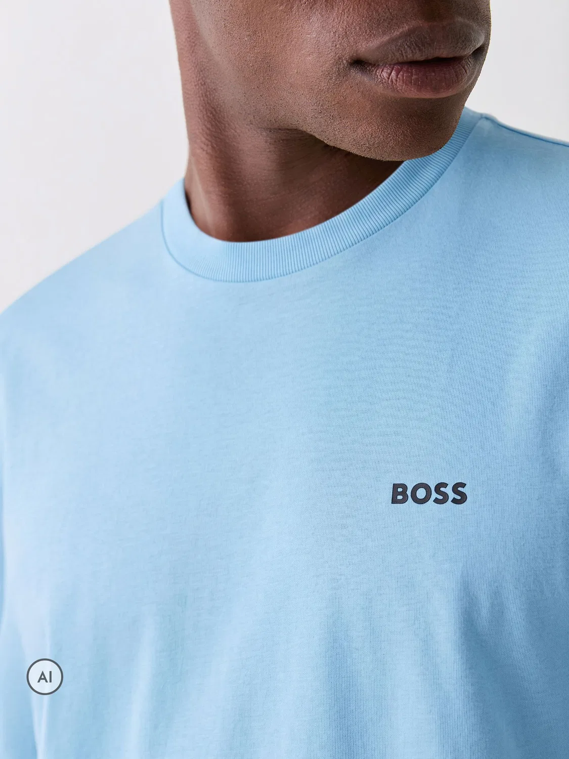 Голубая футболка с логотипом BOSS стандартного кроя — фото 3