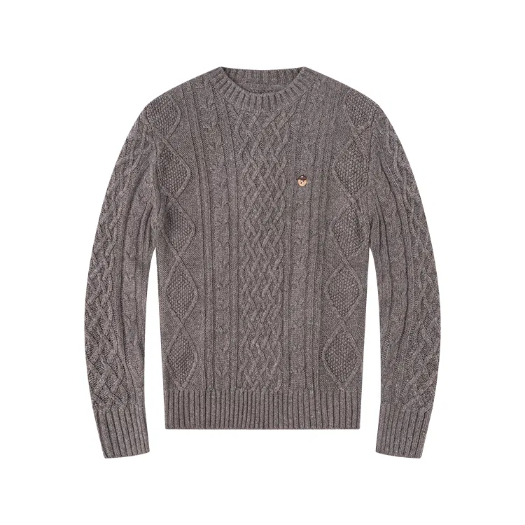Детский свитер в стиле преппи с жаккардовым узором Old Money Style Teenie Weenie Men, Elephant Gray