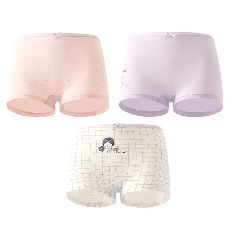 Детские боксеры-брифы 3 шт. Red Bean Solid Color Antibacterial Boxer Briefs, Combo
