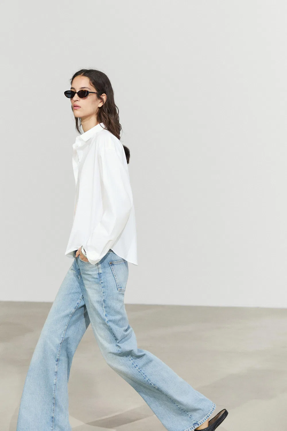 Рубашка Massimo Dutti 100% Cotton Poplin With Back Detail, белый — фото 4