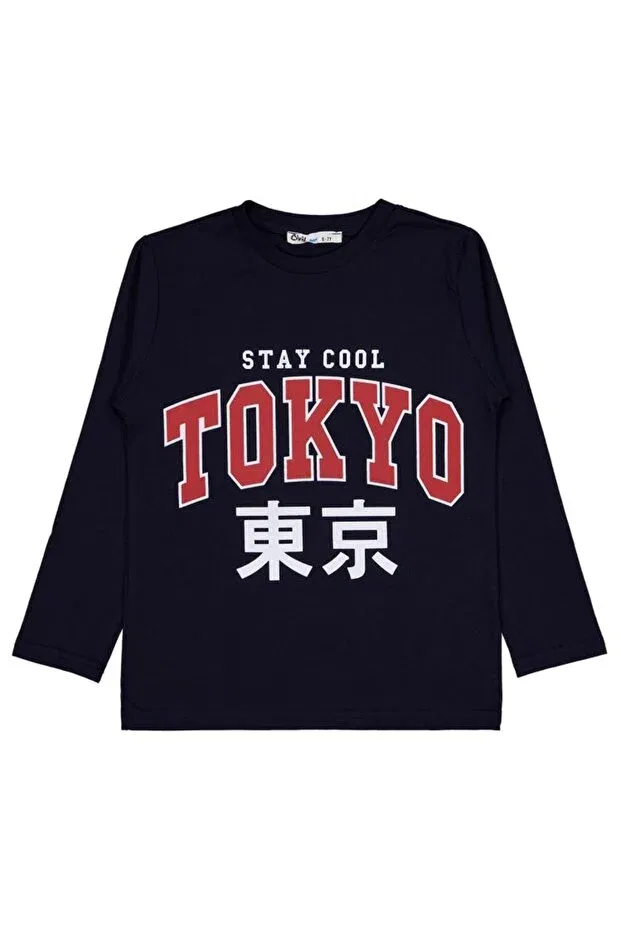 Детские свитшот для мальчиков с принтом Tokyo Civil Boys, Navy Blue